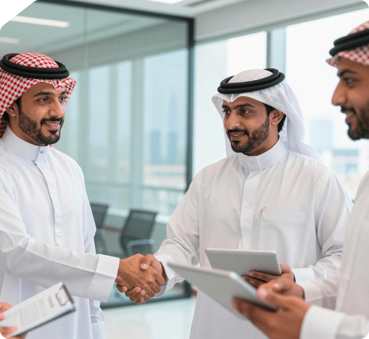 فريق توازن الأداء خلال اجتماع مع العملاء